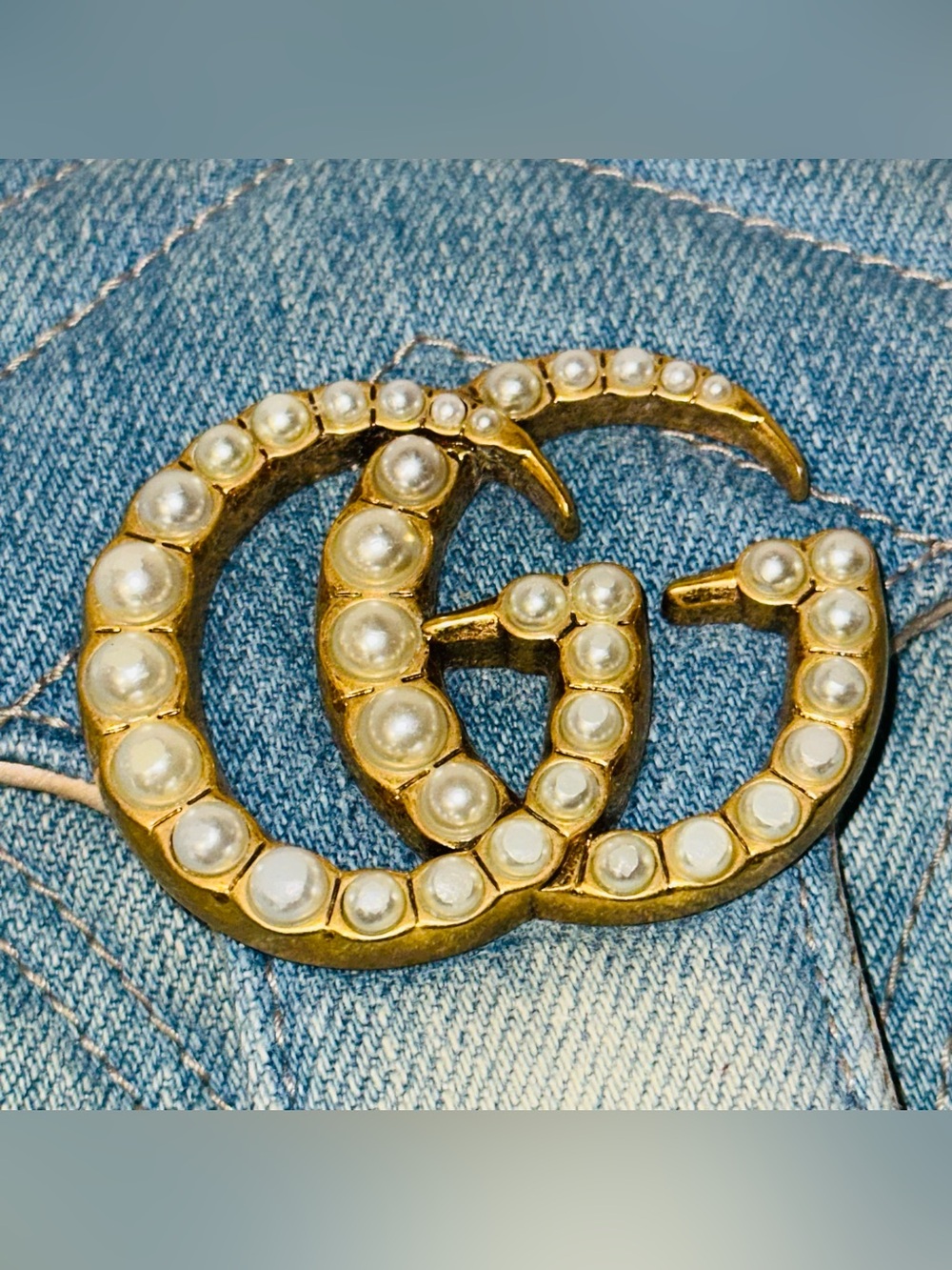 Gucci: Denim GG Pearl Marmont Quilted Matelasse Limited Edition Crossbody - Picture 5 of 16